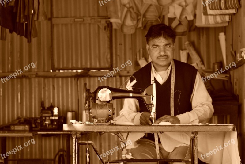 Tailor Rajasthan Man Small Shop Cultural