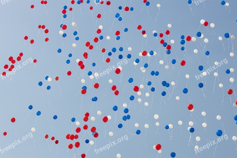 Sky Balloons White Blue Red