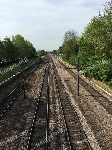 Train Line Train Tracks Railway Transport Line