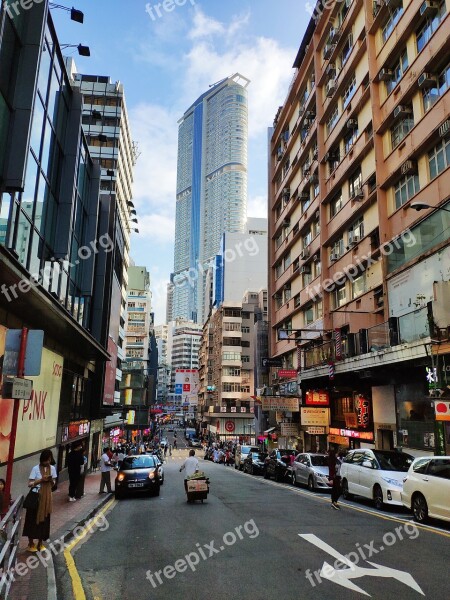 Street View Road Downtown Hong Kong The Crowd