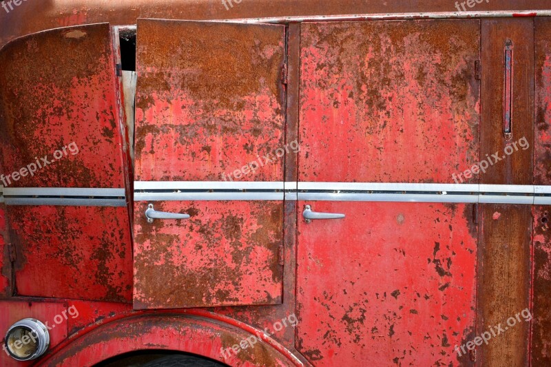 Red Rust Old Metal Vehicle