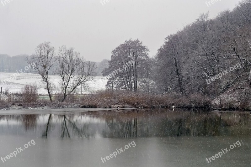 Landscape Winter Lake Snow Nature