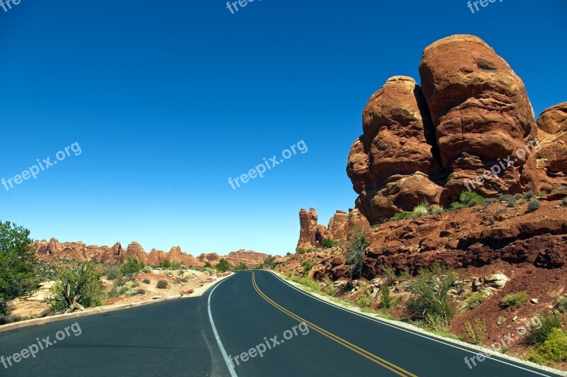 Arches Main Road Sandstone Utah Landscape Geology