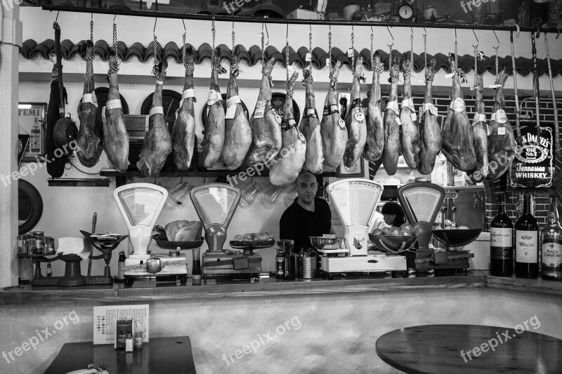 Ham Spain Sale Market Stall Food