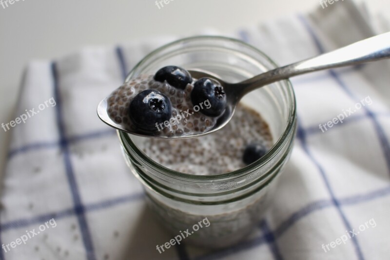 Chia Seeds Breakfast Eat Food Blueberries