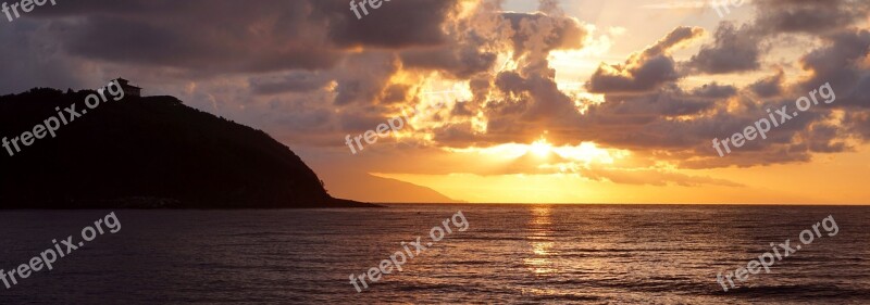 Sea Sunset Tuscany Promontory Baratti