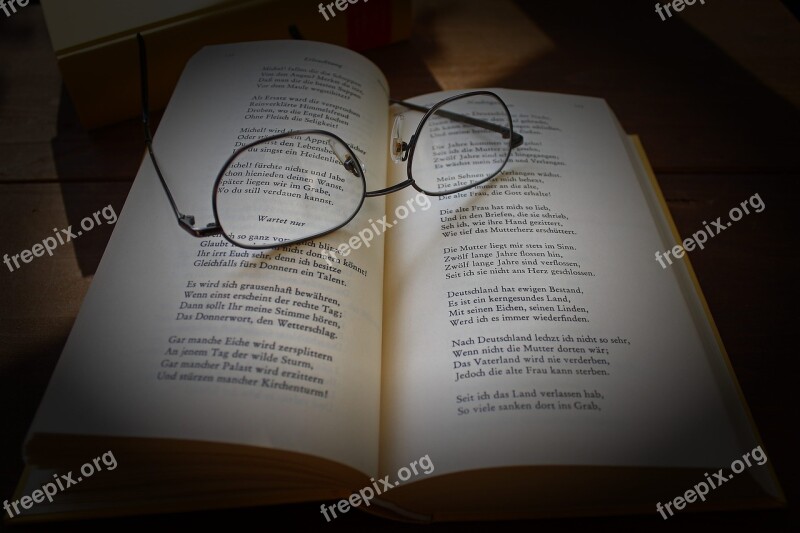 Book Poetry Leaves Read Glasses