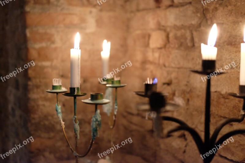 Candles Tea Lights Brick Wall Free Photos