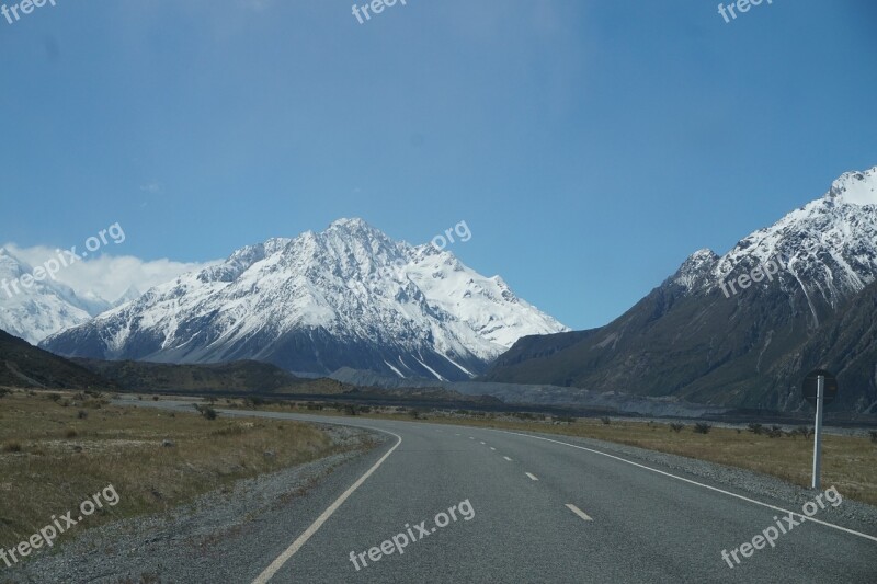 New Zealand Nature Mountains Berge Road