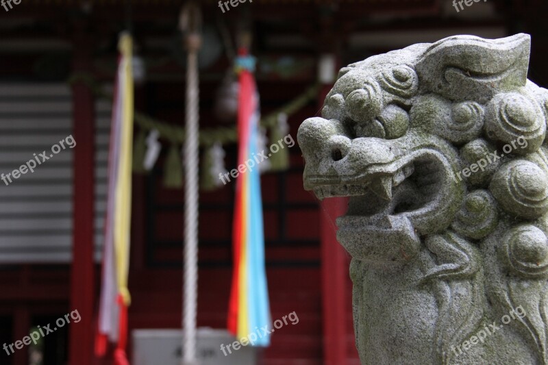 Shrine Guardian Dogs Japan Stone Statues Sculpture