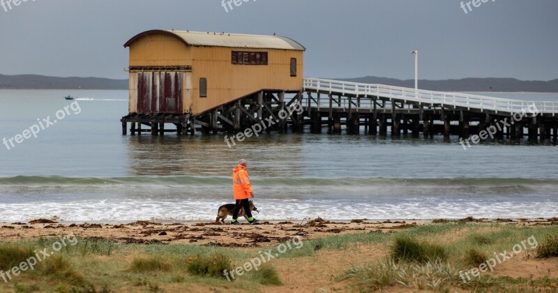 Queenscliff Boat Shed Walk Seaside Ocean