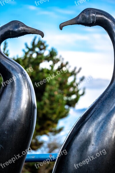 Birds Statue Sculpture Metalwork Seabirds