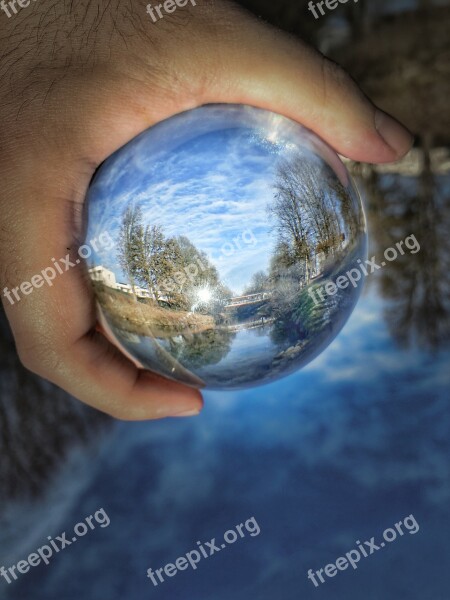 Photo Sphere Nature Glass Ball Photo Blue Transparent