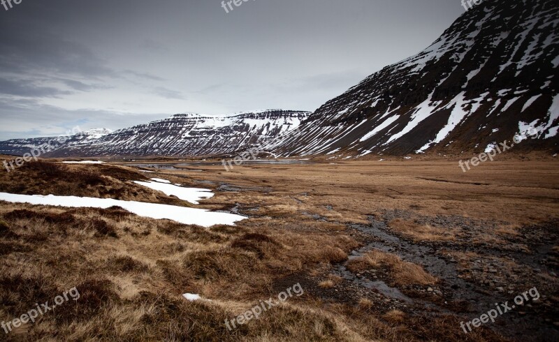 Iceland Fjord Plain Countryside Remote