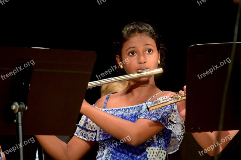 Child Girl Musician Concert Flute