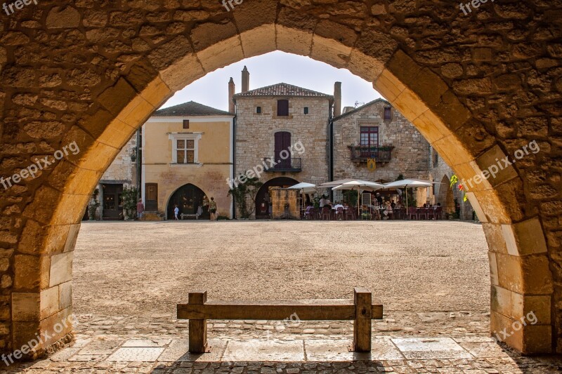 France City Monpazier Dordogne Marketplace