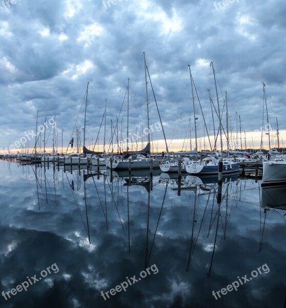 Port Ships Boats Sunrise Jetty