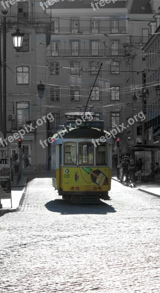 Lisbon Lisboa Tram Tram 28 Cobbles