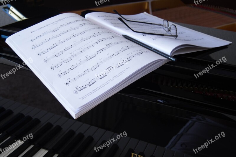 Music Sheet Glasses Piano Grand Piano Book