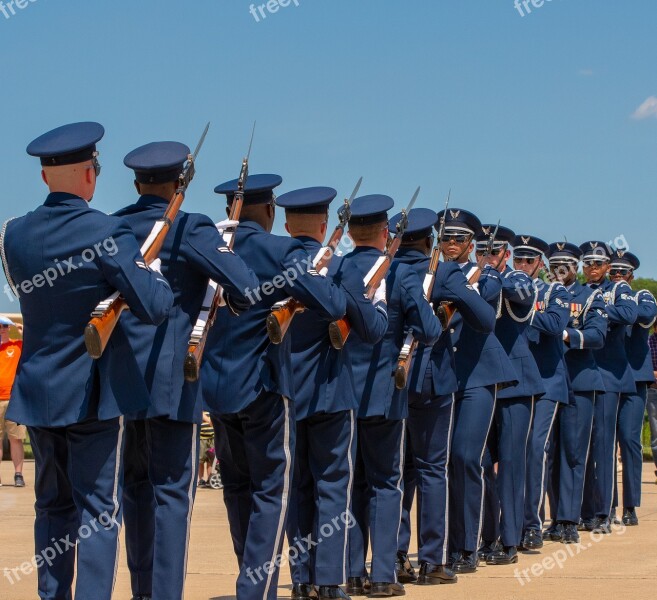 Military Air Force Guns Solder Marching