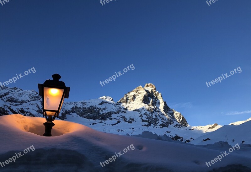 Mount Matterhorn Mountain Cervinia Light Free Photos