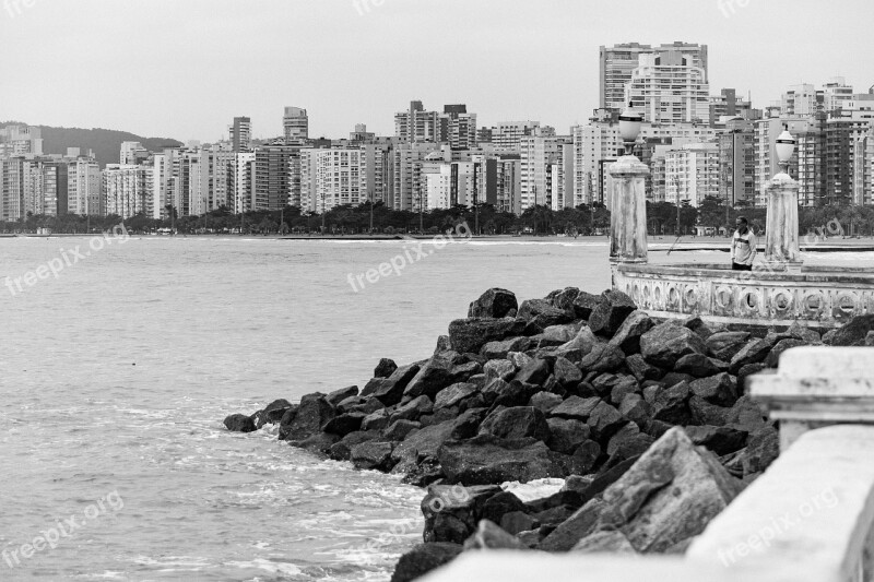 Beach Orla Santos Brazil Mar