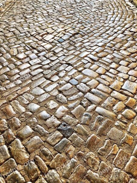 Cobblestones Away Paving Stones Road Pattern