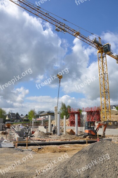 Site Building Crane Work Hard Working