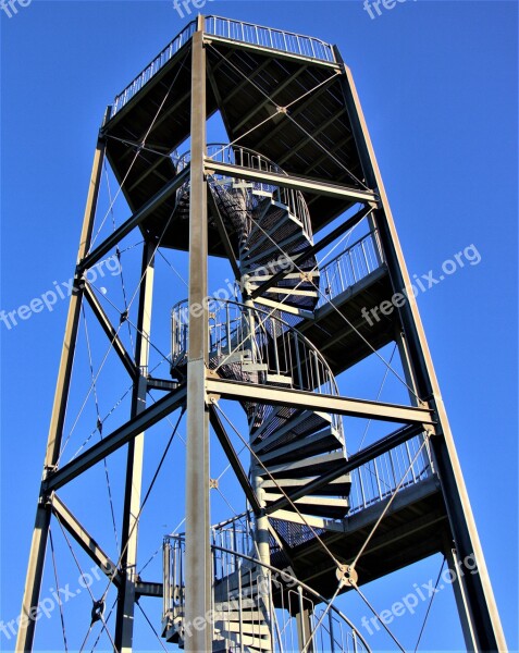 Observation Tower Spiral Staircase Metal High View