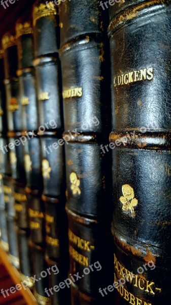 Books Weathered Leather Gold Charles Dickens