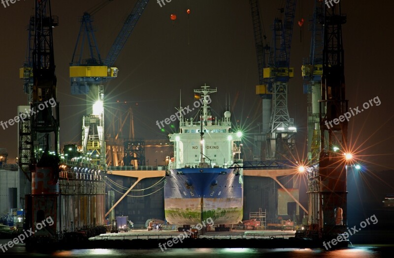 Hamburg Port Elbe Container Ship Water