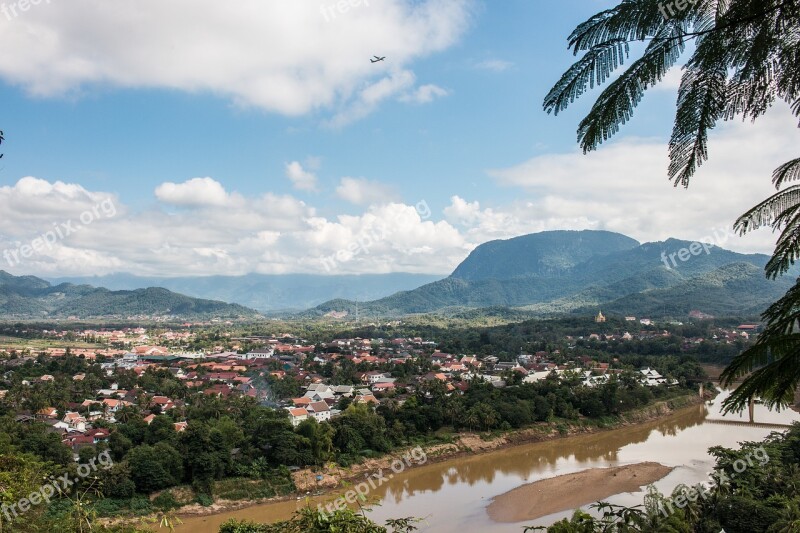 Laos Mekong River River Brown Water Mountains