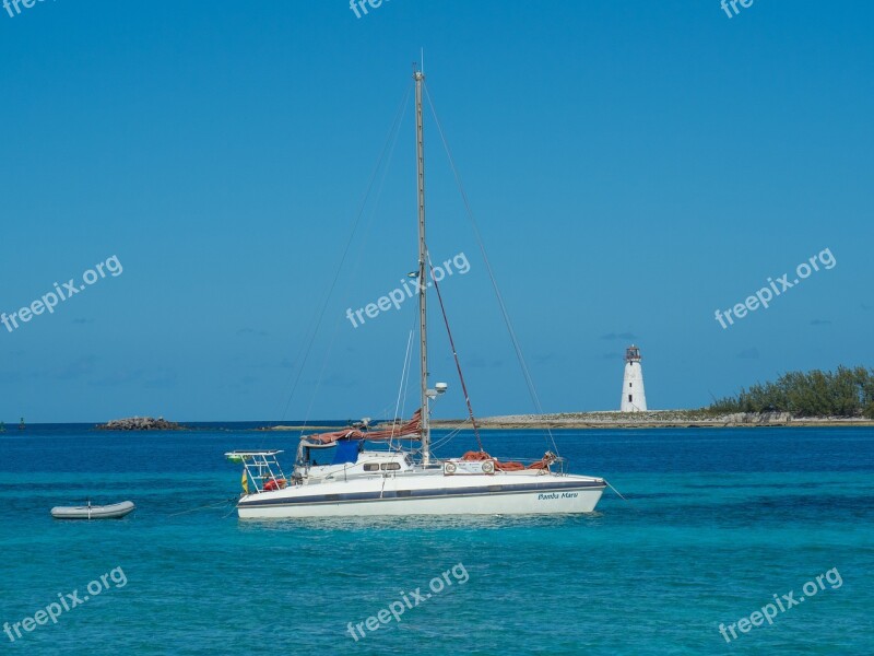 Boat Sail Lighthouse Ocean Nautical