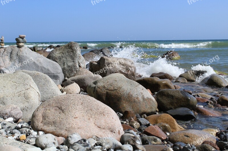 Sea Water Stones Beach Blue