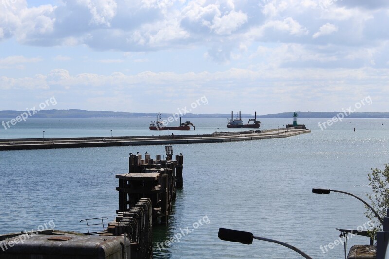 Sea Water Ships Lighthouse Blue