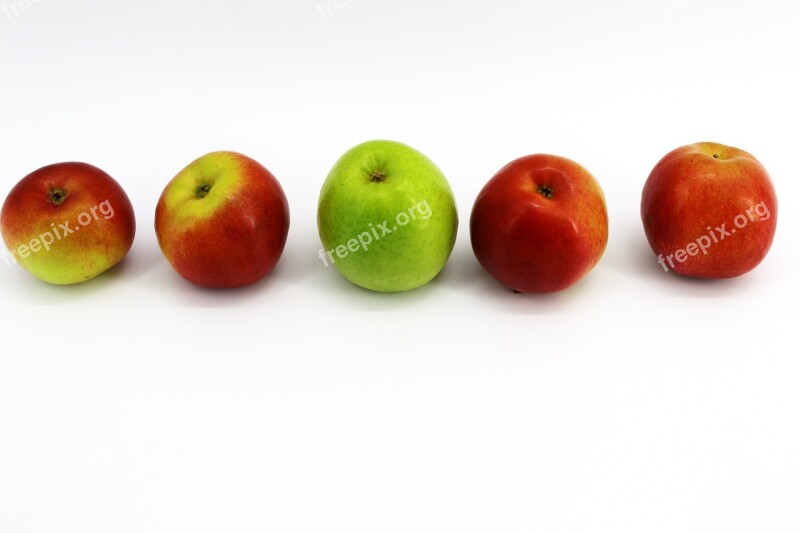 White Background Yellow Apples Four