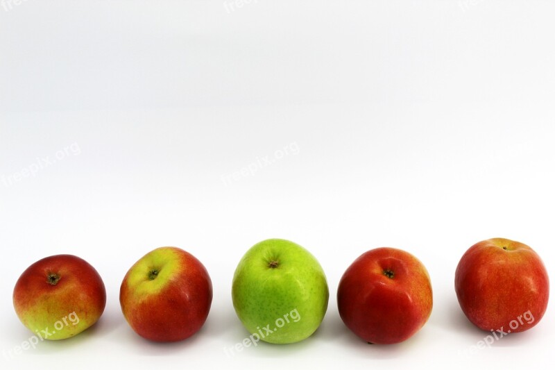 White Background Yellow Apples Four