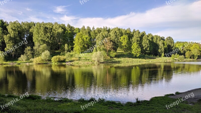 Pond River Landscape Forests Green