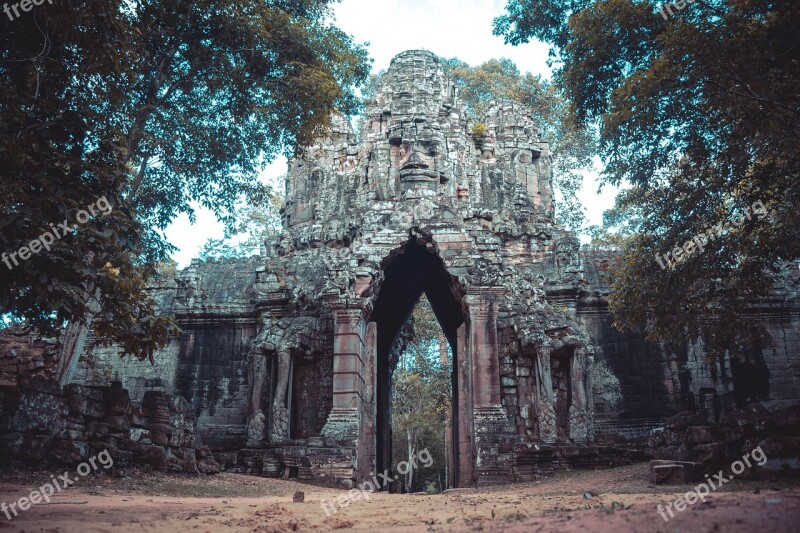 Cambodia Bayon Temple Gate Of The Death Siam Reap Free Photos