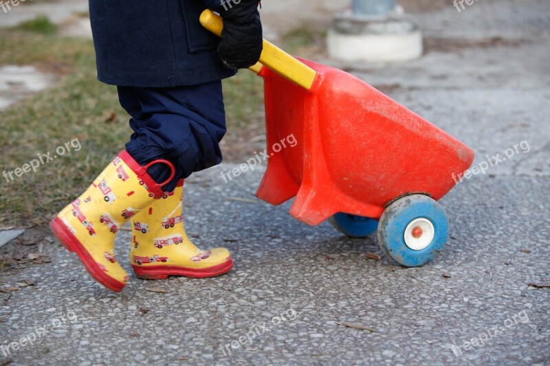 Rubber Boots Outdoor Play Wheelbarrow Autumn Push