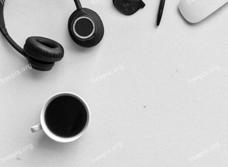 Coffee Earphones Sunglasses Pen Mouse