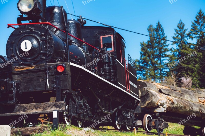 Black Locomotive Logging Train Old