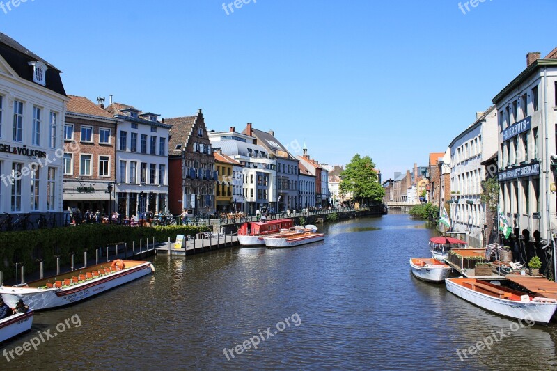 Belgium Ghent Gent Downtown River Leie