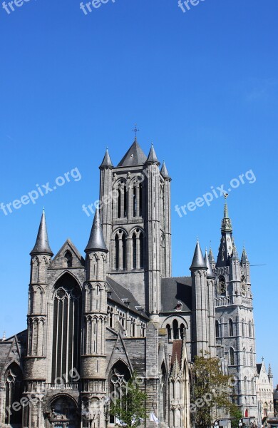 Belgium Gent Ghent Sint-niklaaskerk Belfry Of Ghent