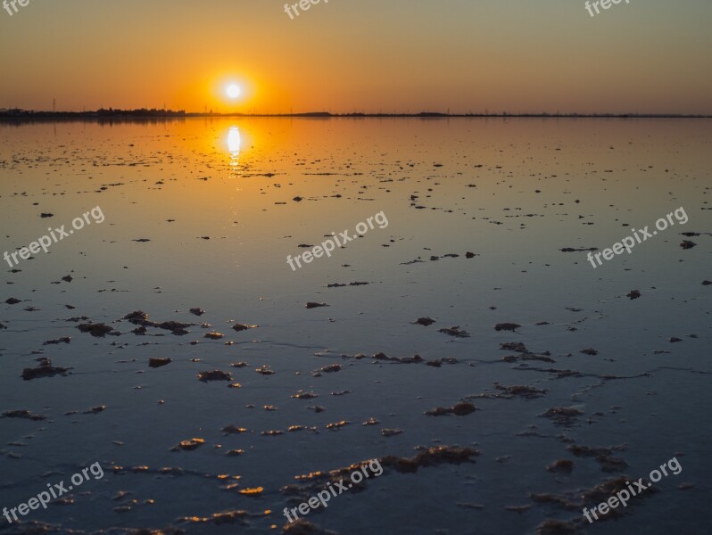 Sunset Lake Nature Reflection Landscape