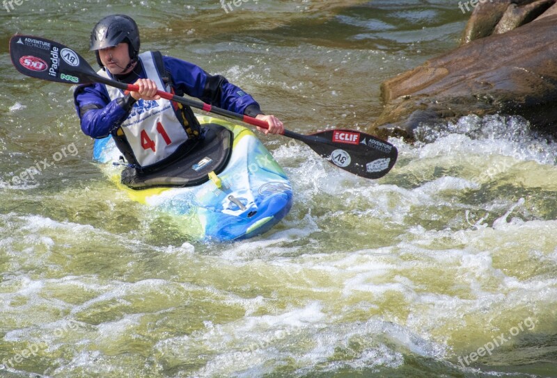 Kayak River Whitewater Rapids Race