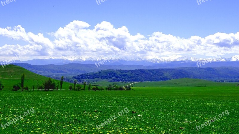 The Caucasus Landscape Mountains Mountain Panorama