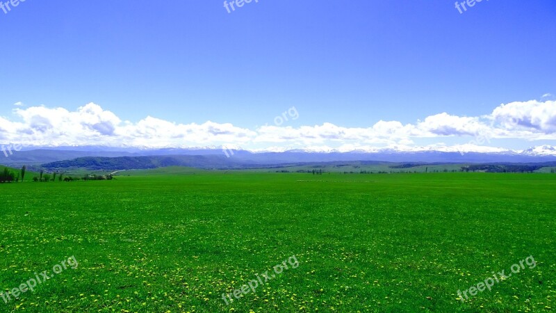 Mountains Arkhyz Meadow Landscape Nature