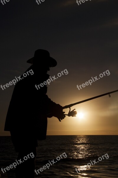 Dusk Maspalomas Canary Islands Fisherman Sun