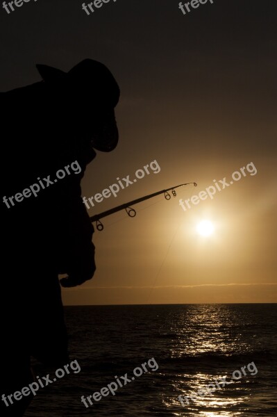 Dusk Maspalomas Canary Islands Fisherman Sun